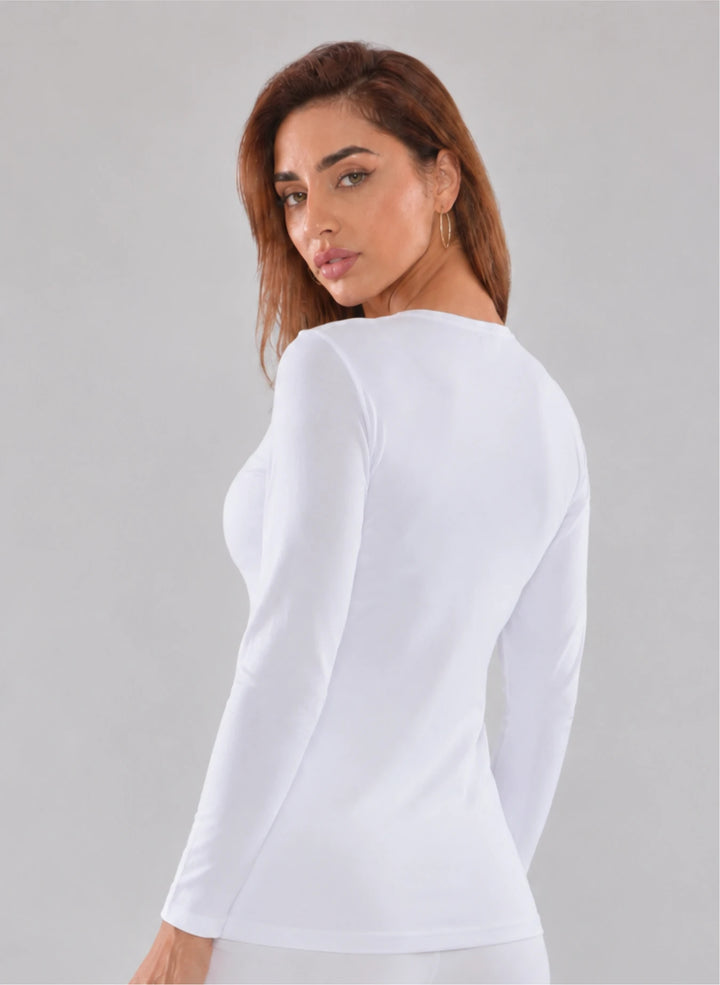T-shirt manches longues col rond décolleté