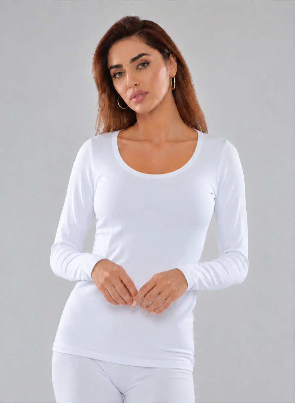 T-shirt manches longues col rond décolleté