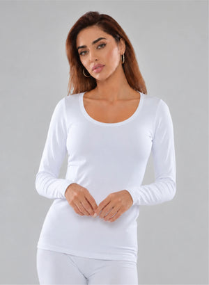 T-shirt manches longues col rond décolleté