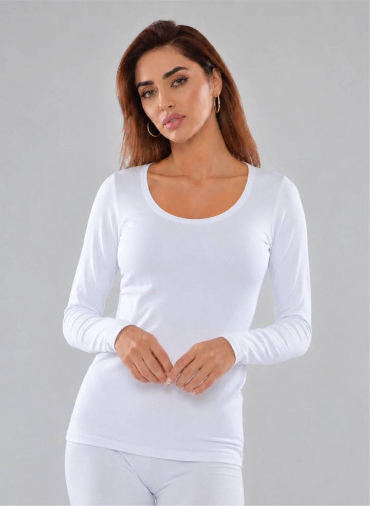 T-shirt manches longues col rond décolleté