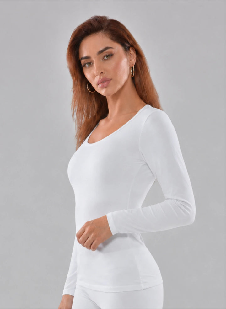 T-shirt manches longues col rond décolleté