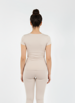 Charger l’image dans la visionneuse de la galerie, T-shirt manches courtes col rond beige
