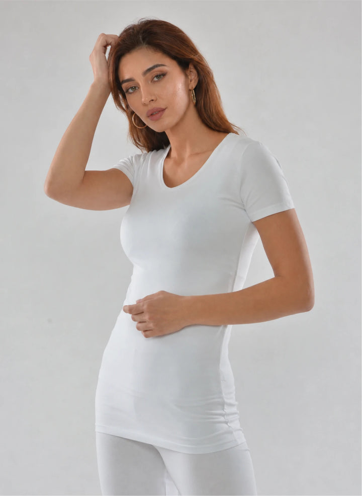 T-shirt manches courtes col v