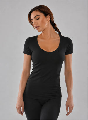 T-shirt manches courtes col rond decolleté