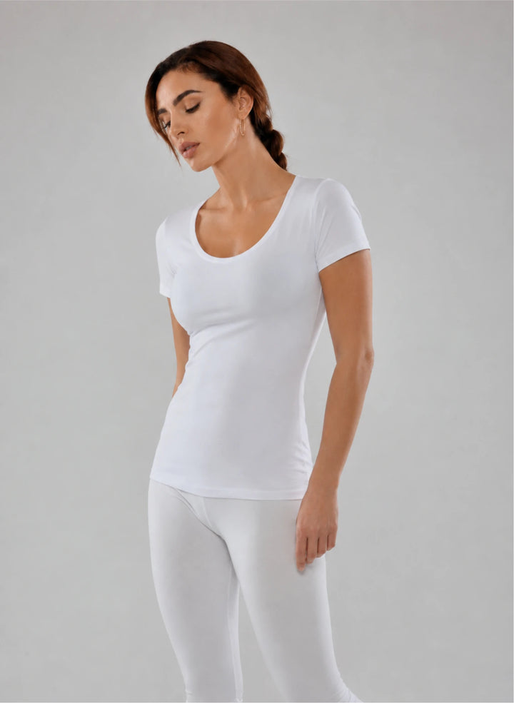 T-shirt manches courtes col rond decolleté