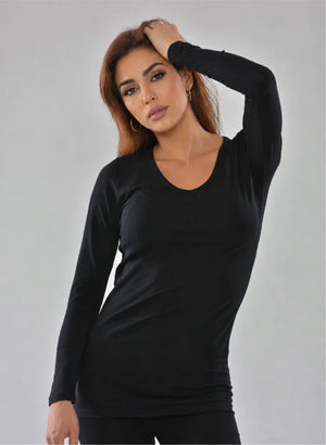 T-shirt manches longues col v