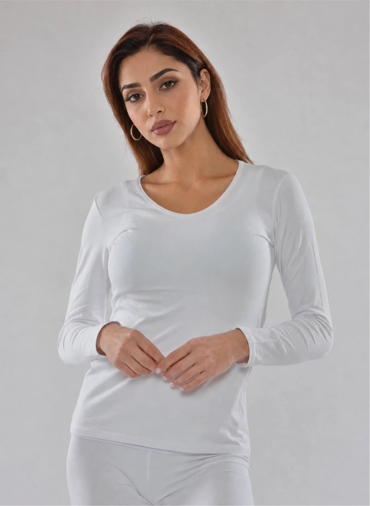 T-shirt manches longues col v