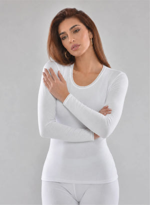 T-shirt manches longues col rond avec dentelle