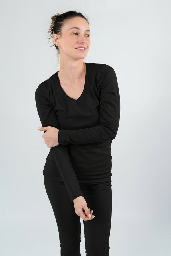 Pack 3 ensembles : T-shirts ml col v et legging