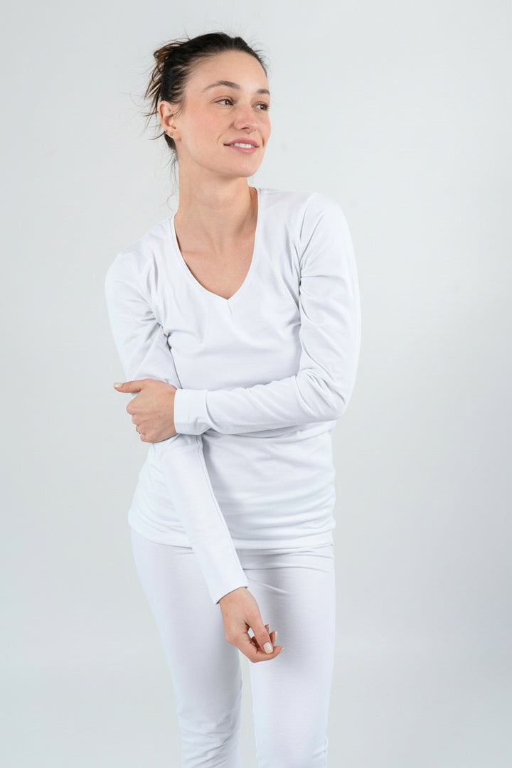 Ensemble T-shirt ML col V + Legging femme