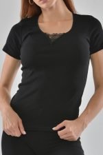 NOA Sous Vetements TEE SHIRT MC AVEC DENTELLE – Noir