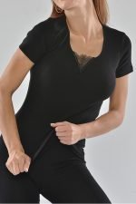 NOA Sous Vetements TEE SHIRT MC AVEC DENTELLE – Noir