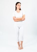 NOA Sous Vetements TEE SHIRT MC COL V AVEC DENTELLE – Blanc