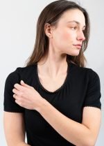 NOA Sous Vetements TEE SHIRT Manches Courtes COL ROND AVEC DENTELLE Noire