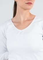 NOA Sous Vetements Tee Shirt Manches Longues Femme Col V – Blanc