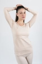 NOA Sous Vetements Tee Shirt Ml Col Rond Avec Dentelle – Beige