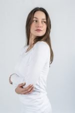 NOA Sous Vetements Tee Shirt Ml Col Rond Avec Dentelle – Blanc