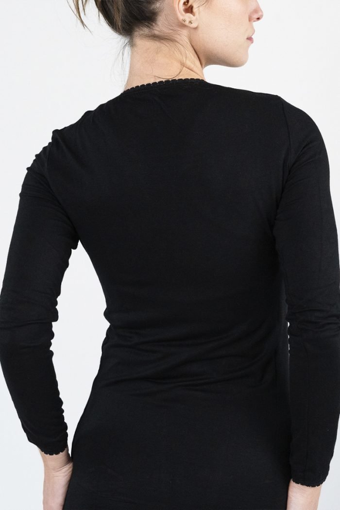 NOA Sous Vetements Tee Shirt Ml Col Rond Avec Dentelle – Noir