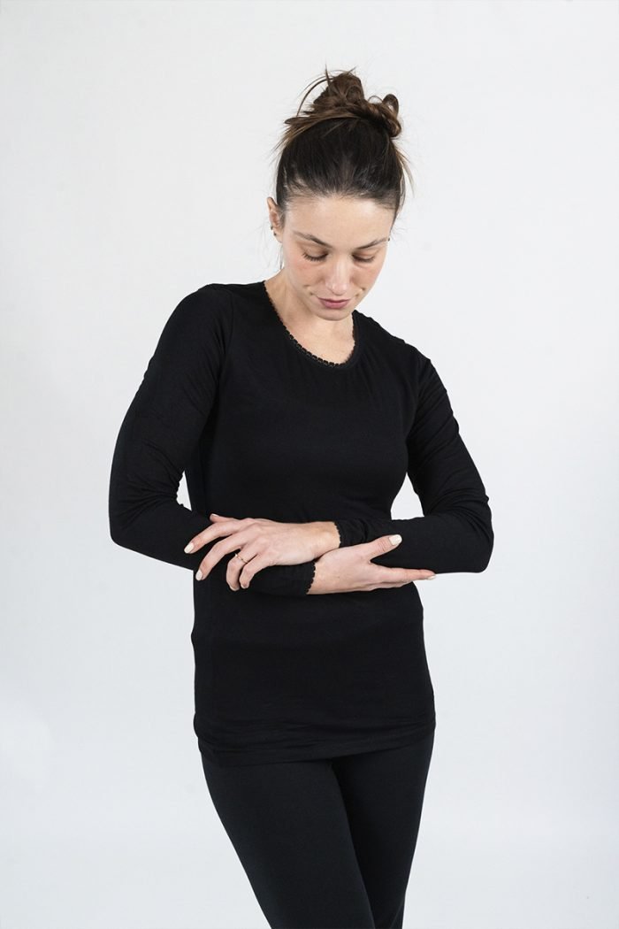 NOA Sous Vetements Tee Shirt Ml Col Rond Avec Dentelle – Noir