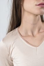 NOA Sous Vetements Tee Shirt Ml Col V Avec Dentelle – Beige