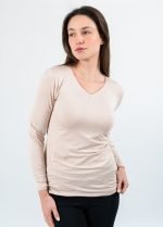 NOA Sous Vetements Tee Shirt Ml Col V Avec Dentelle – Beige